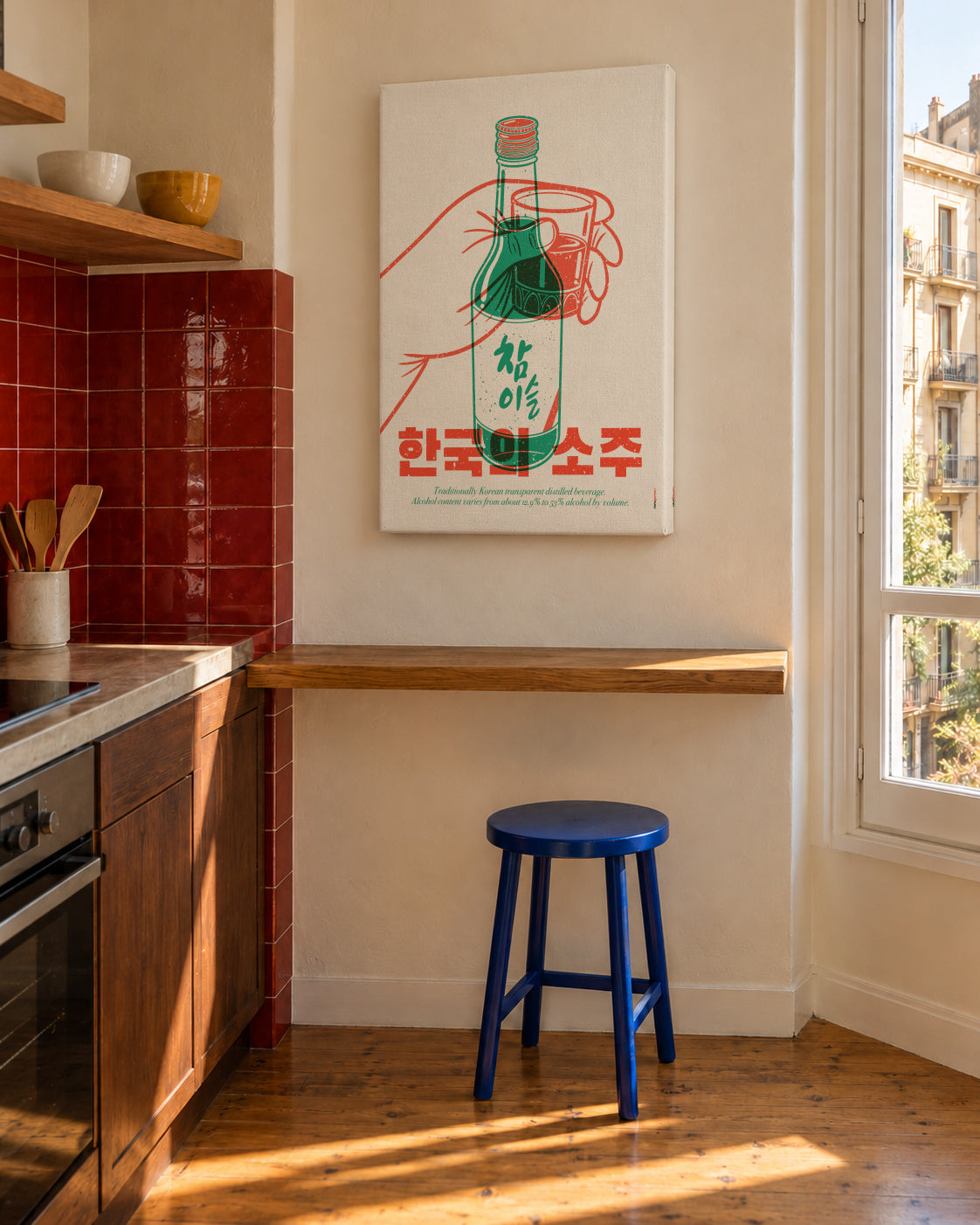 Korean Soju - Unframed canvas in an interior