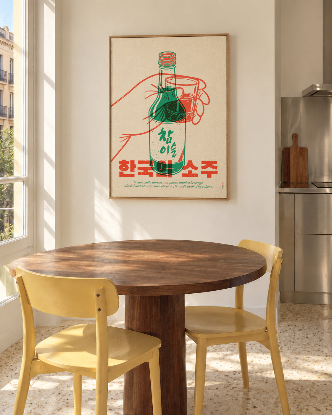 Korean Soju - Framed canvas in an interior
