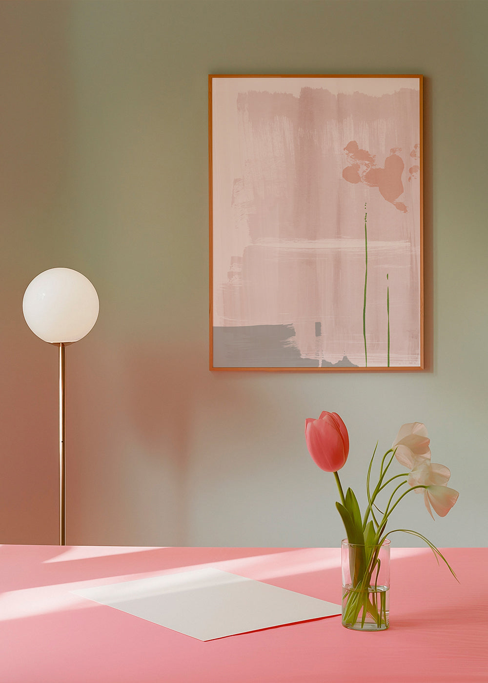 Soft pink abstract painting