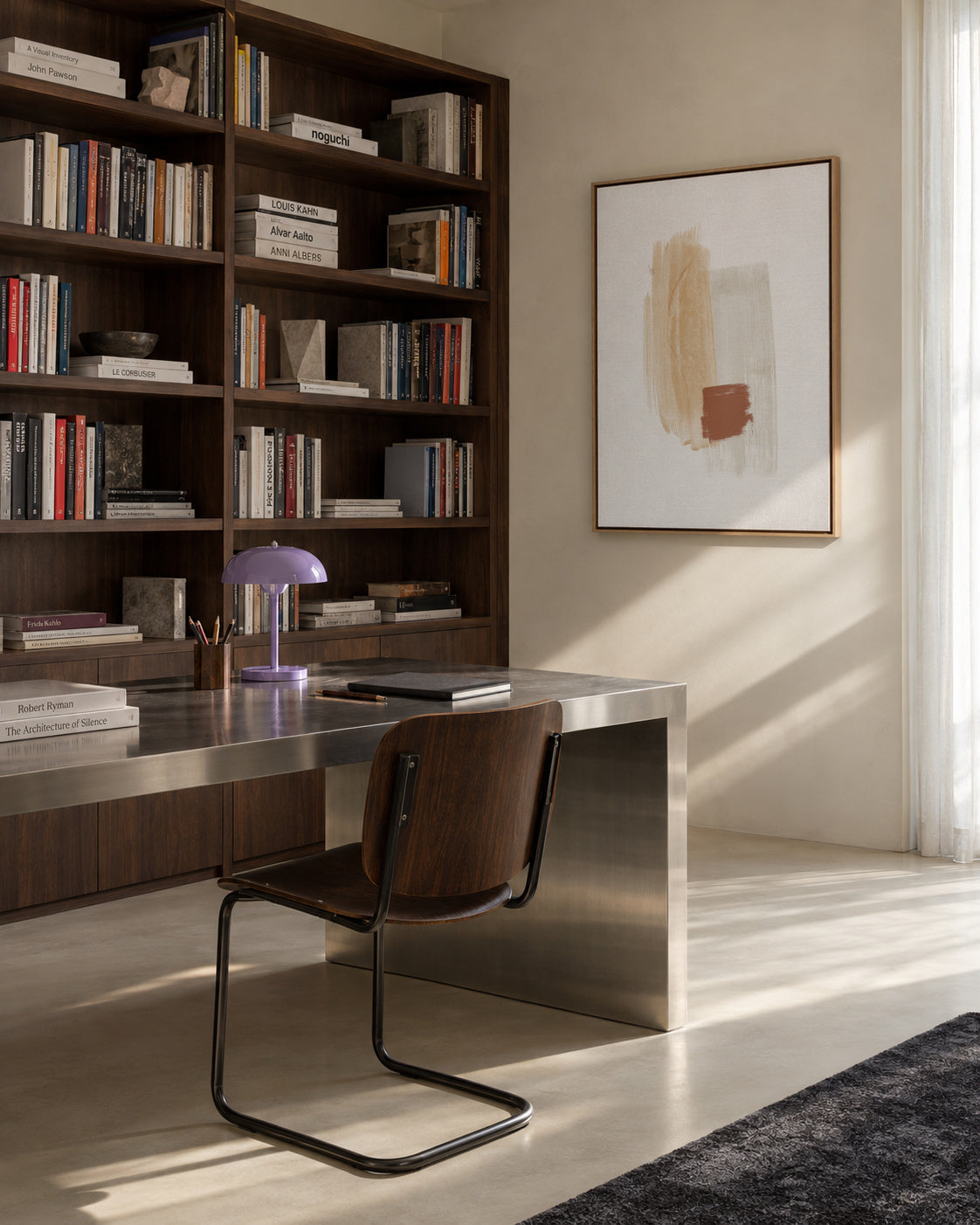 Brush strokes N 6 Warm colors - Framed canvas in an interior