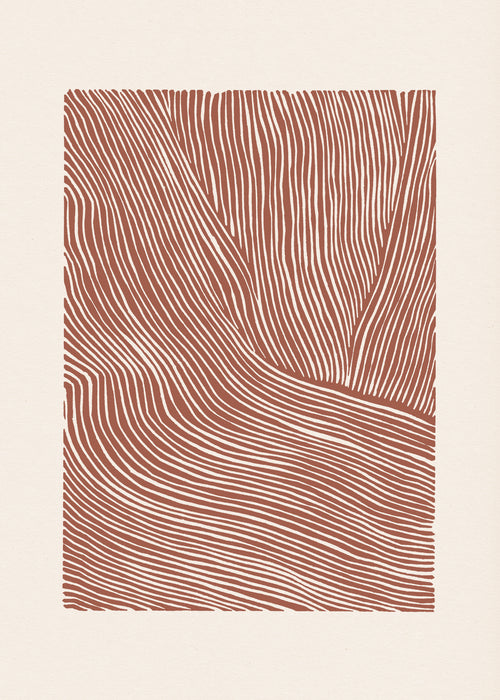 Stripes linocut Nº5 - Terracotta - Obra sin marco