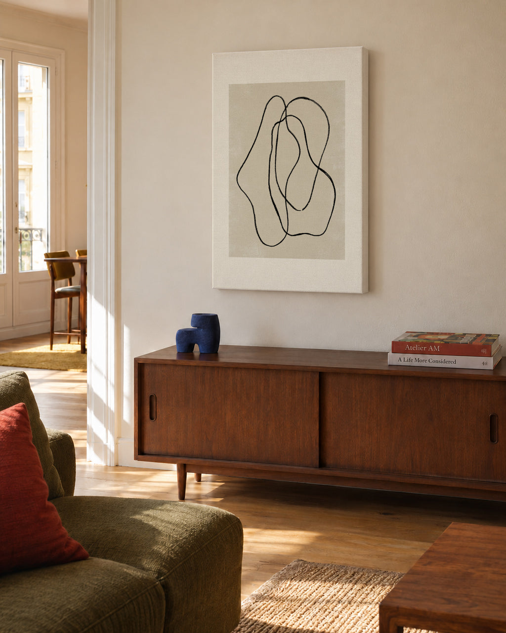 Pencil scribble Nº3 - Unframed canvas in an interior