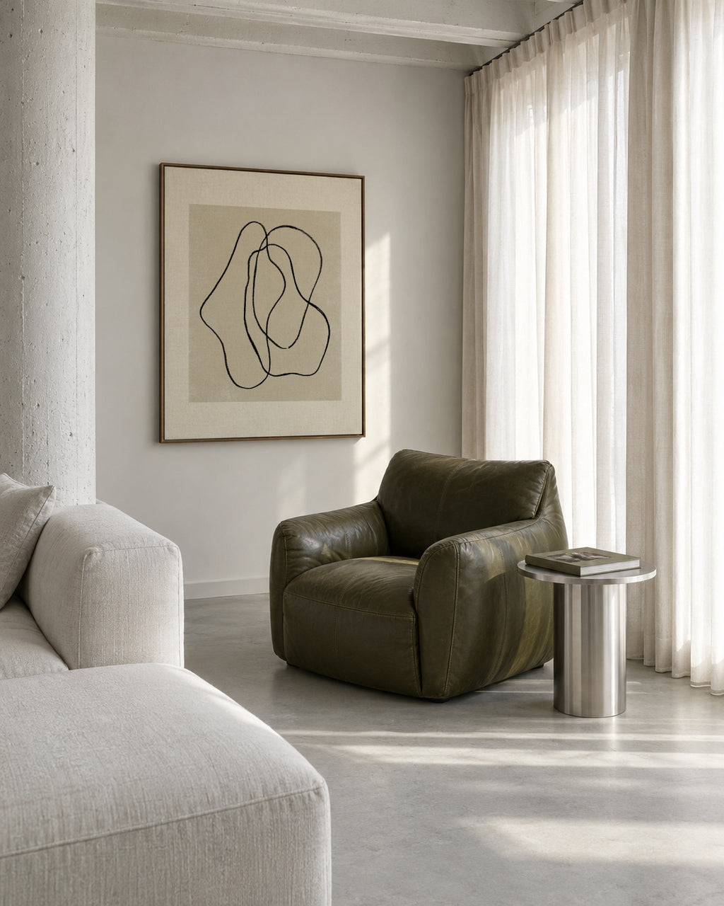 Pencil scribble Nº3 - Framed canvas in an interior