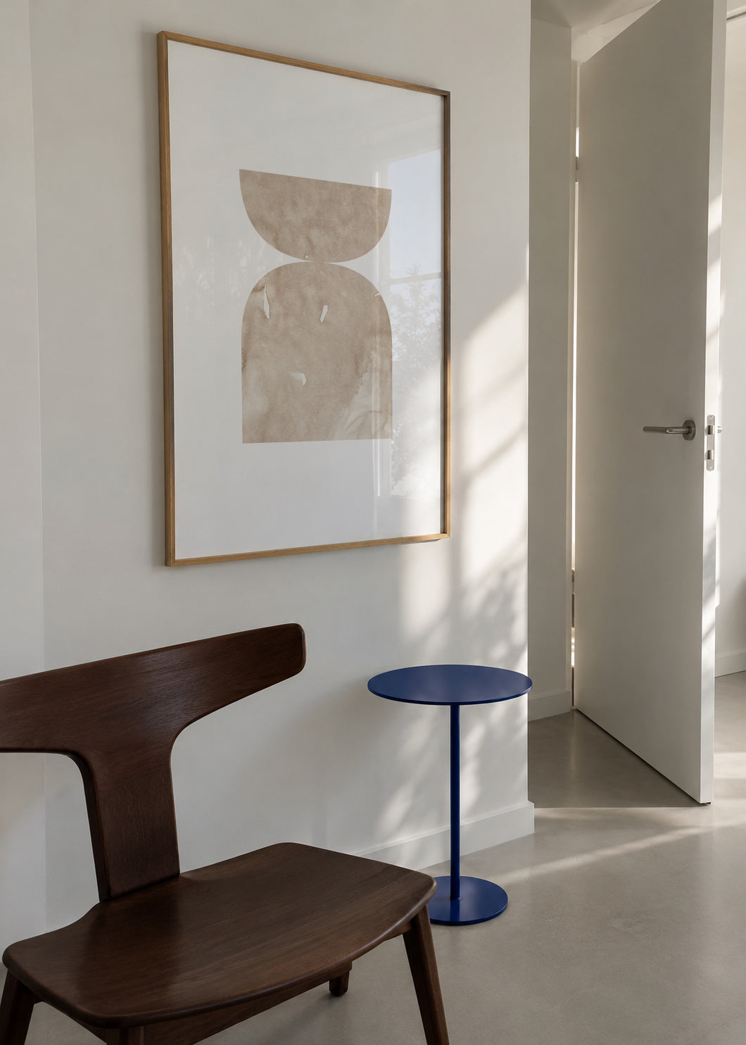 Watercolor shapes Nº1 - beige tones - Framed poster in an interior