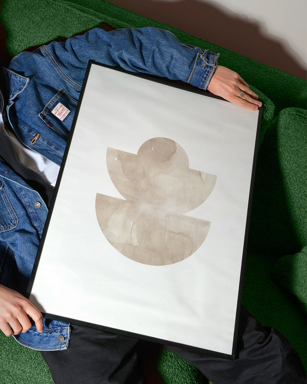 Watercolor shapes Nº5 - beige tones - Framed poster detail