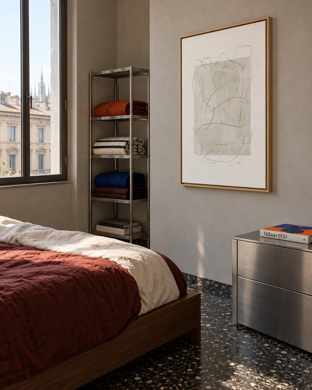 Whimsy Nº6 - Ash Gray - Framed canvas in an interior