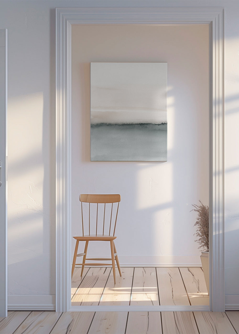 Watercolor landscape N 46 Soft coral & Gray 1/2