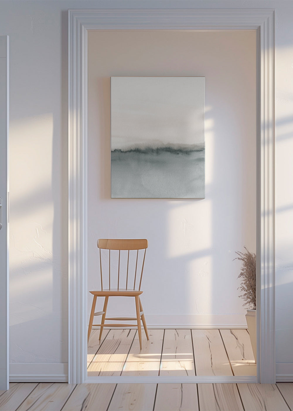Watercolor landscape N 46 Soft coral & Gray 2/2