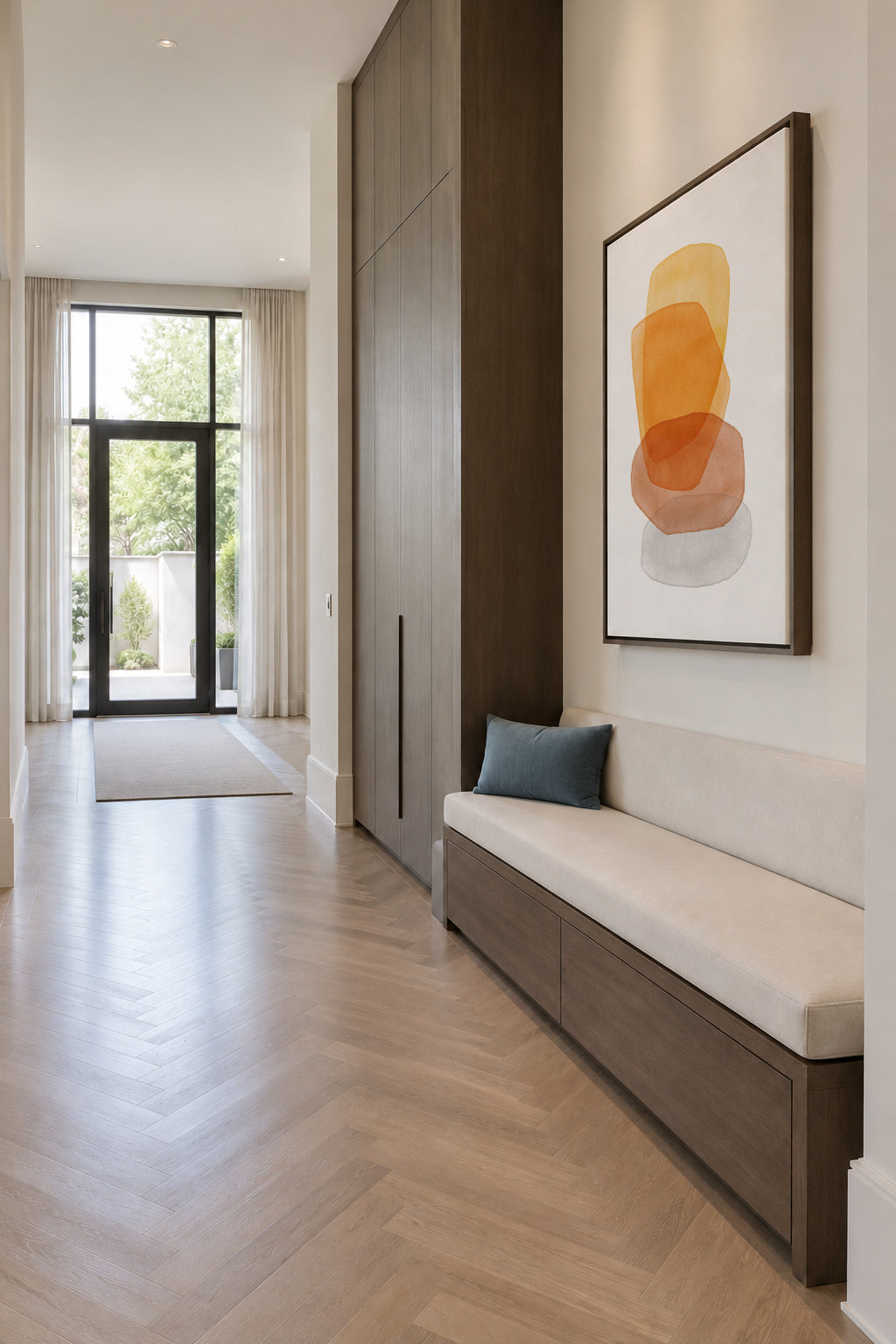 Yellow abstractions - Framed canvas in an interior