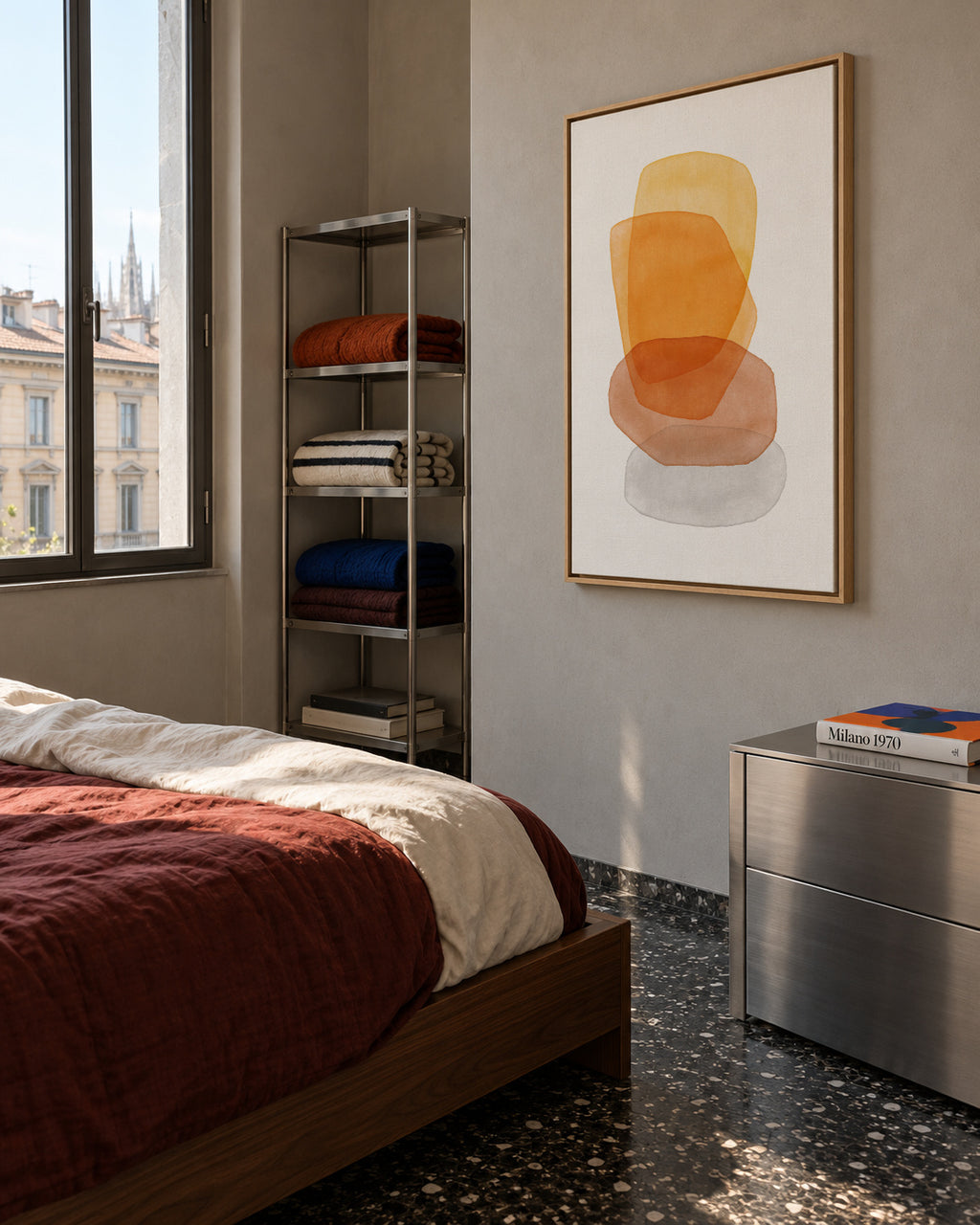 Yellow abstractions - Framed canvas in an interior