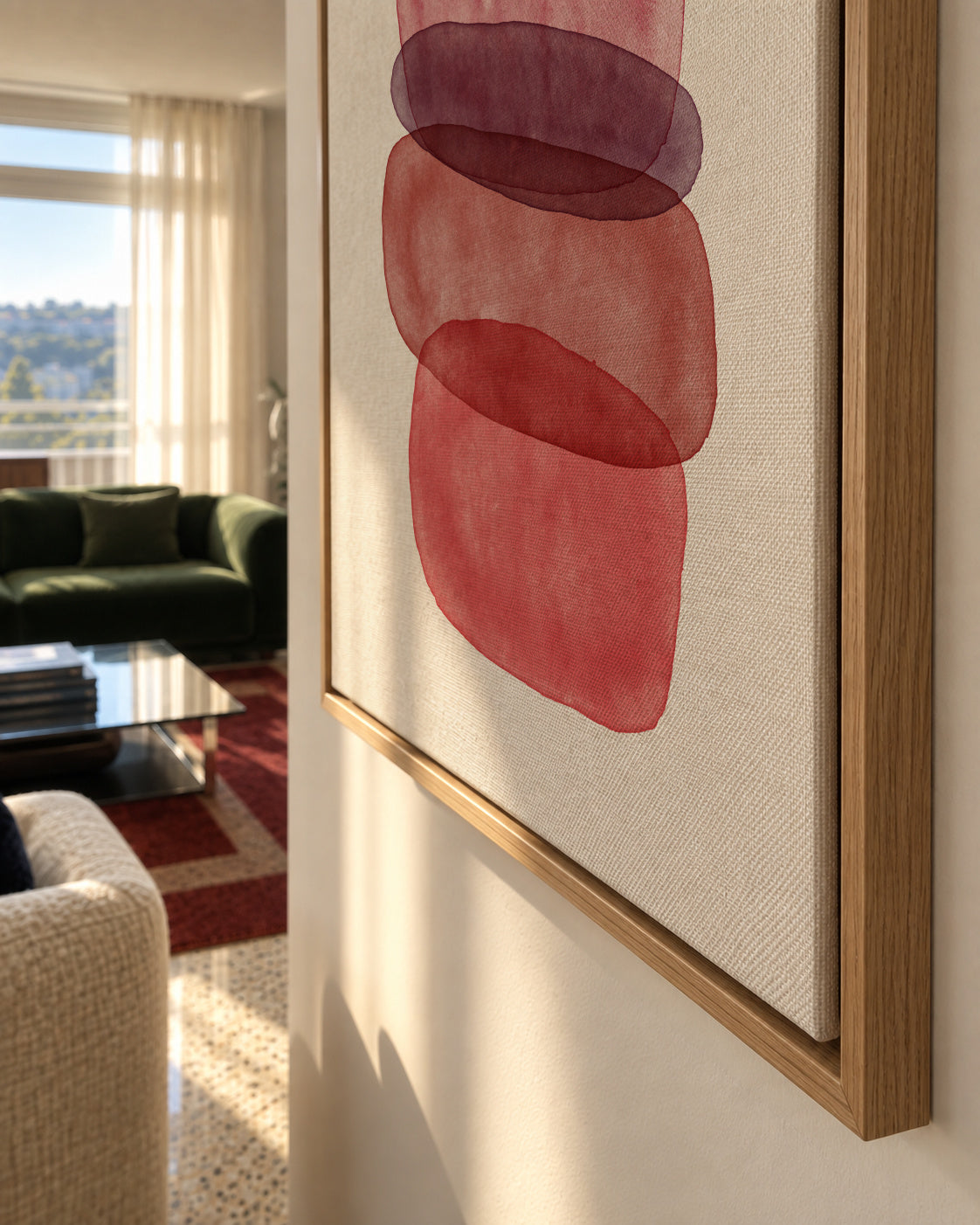 Maroon abstractions - Framed canvas detail