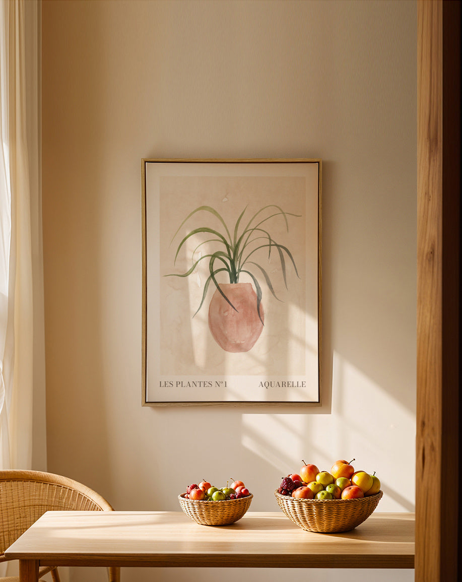 Les plantes Nº1 - Framed canvas in an interior