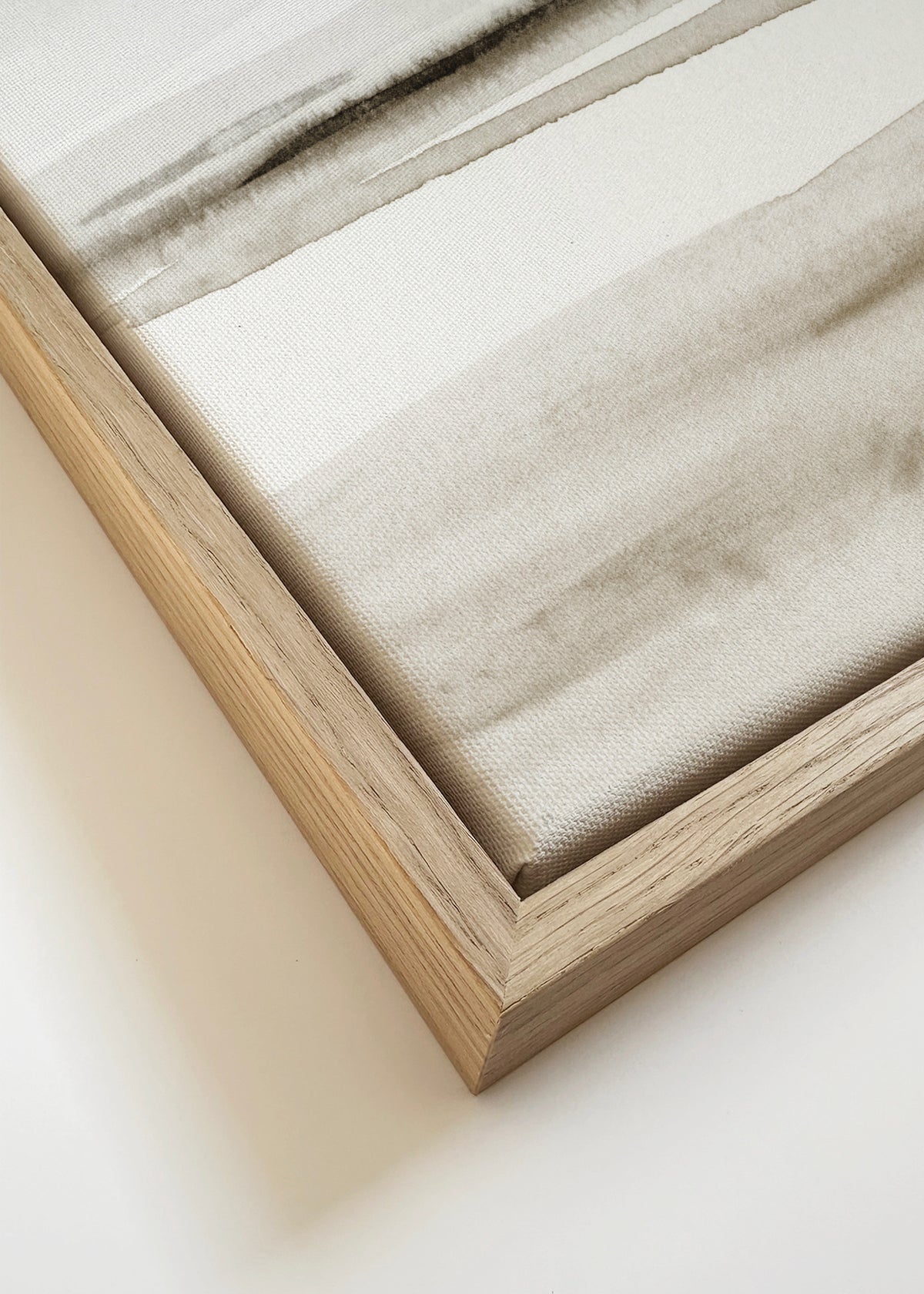 Watercolor shore in neutral colors - Framed canvas detail