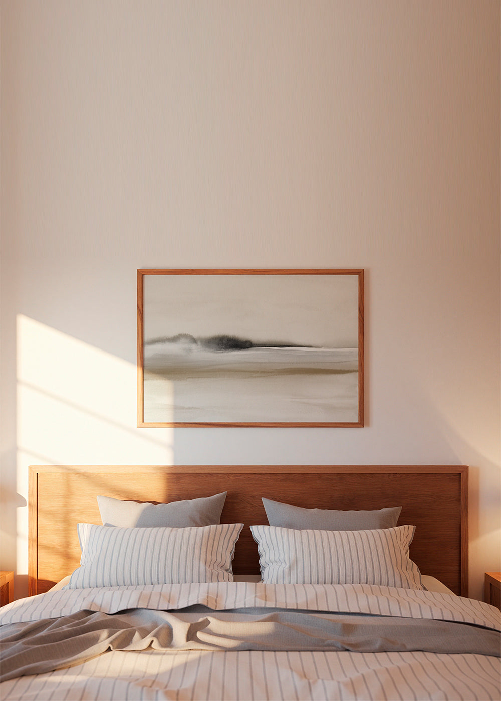 Hazy horizon in sepia and black watercolor