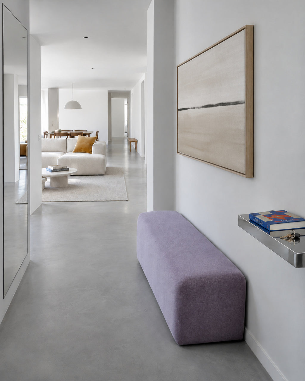 Minimalist horizon in beige tones - Framed canvas in an interior