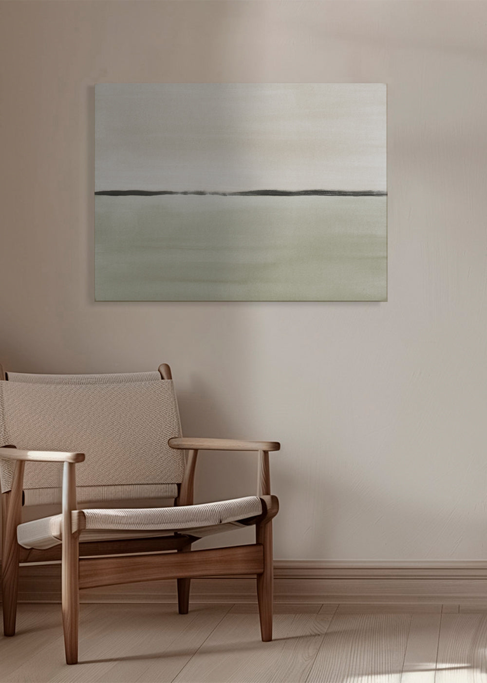 Minimalist horizon in soft olive green and sepia