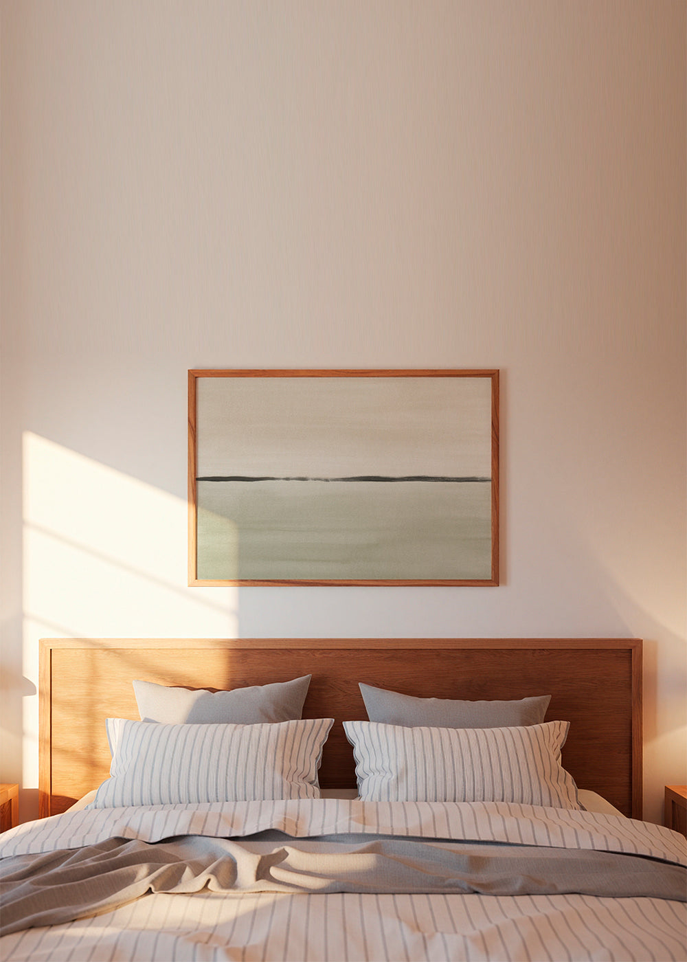 Minimalist horizon in soft olive green and sepia