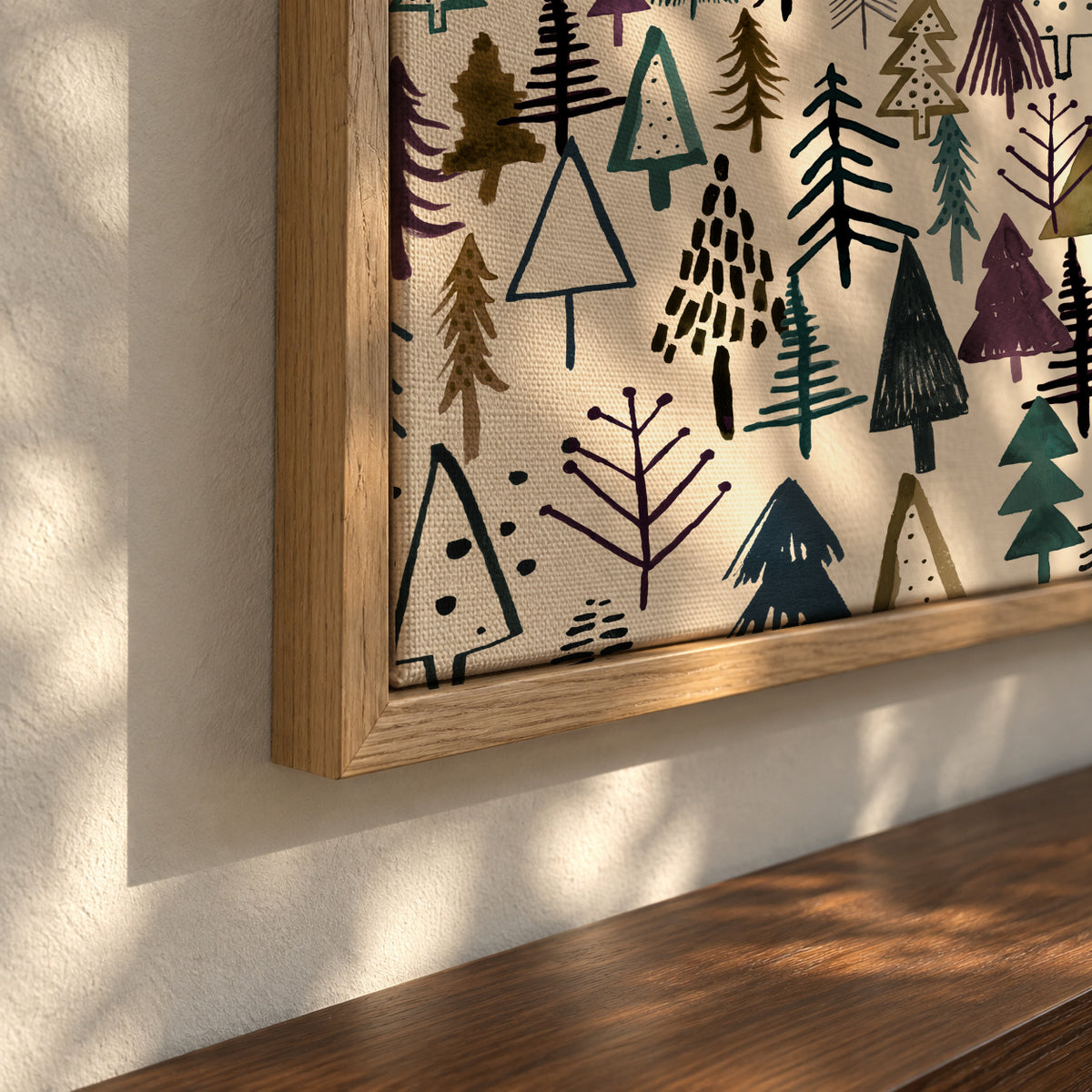 Mountain Forest Trees - Framed canvas detail