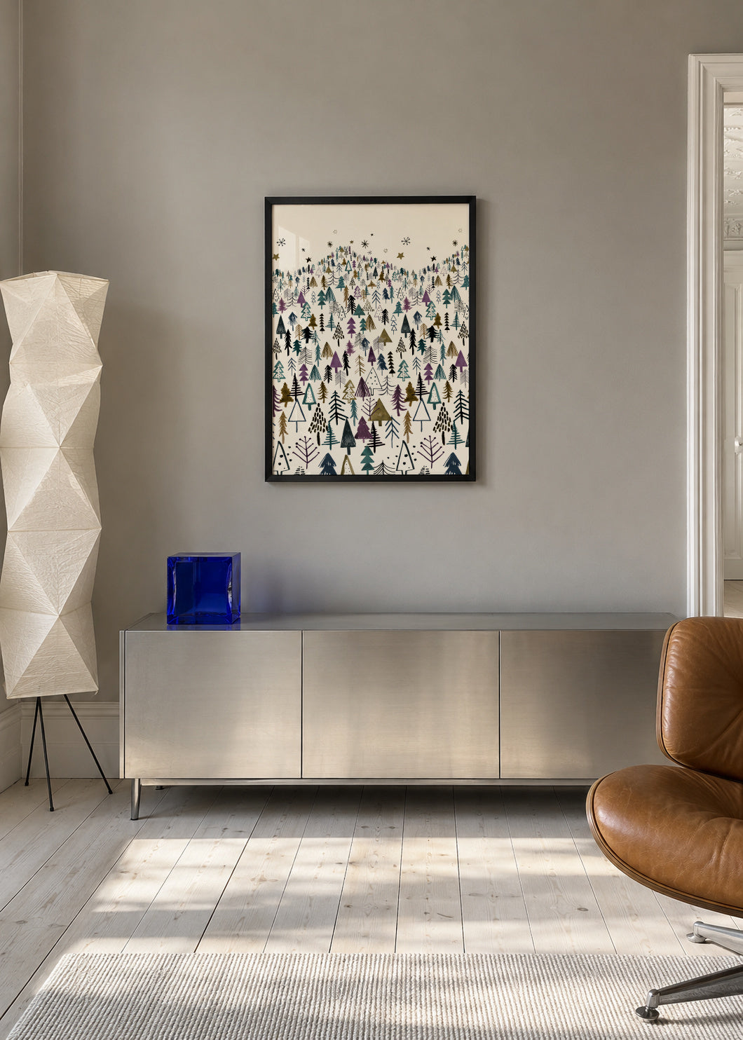 Mountain Forest Trees - Framed poster in an interior