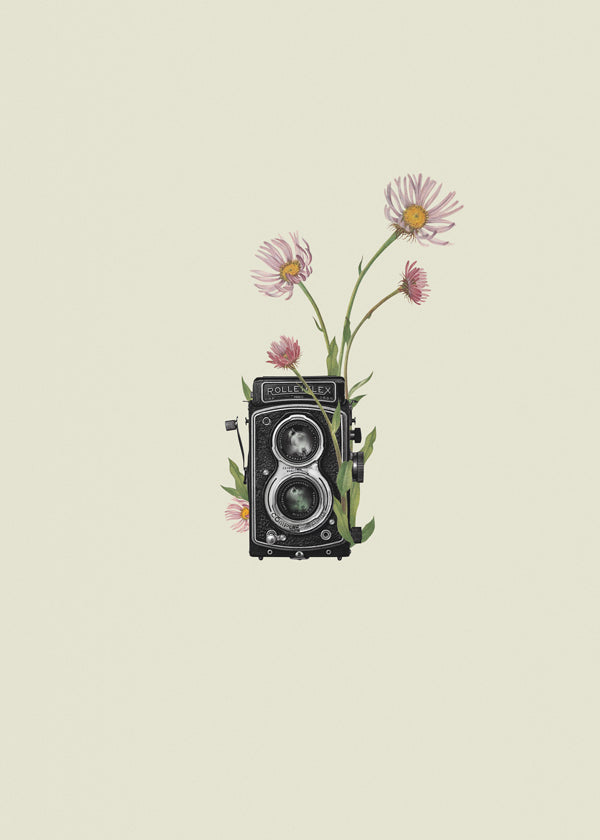 Floral rolleiflex camera