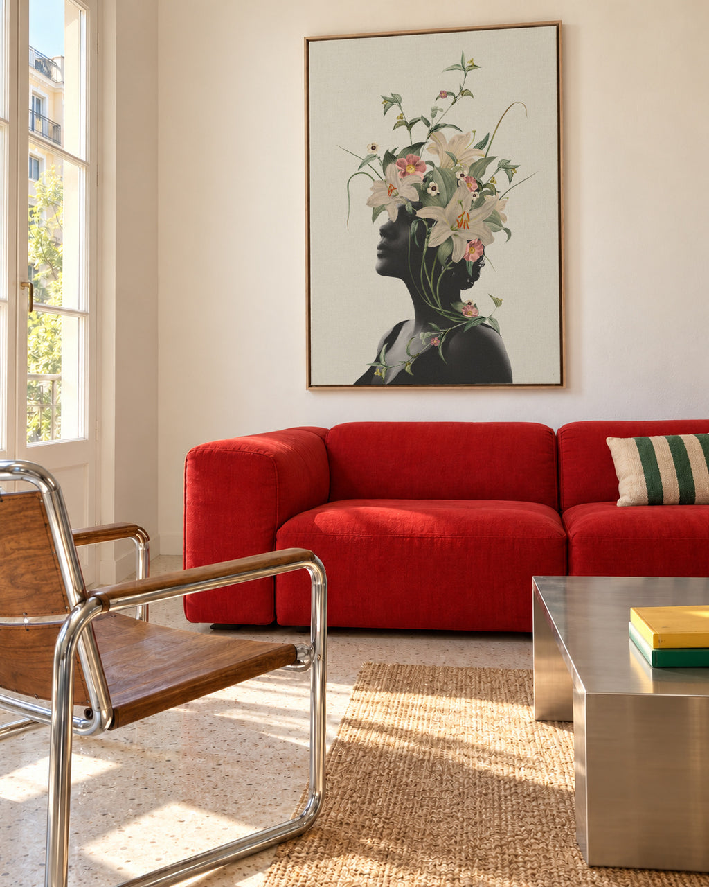Lily flower - Framed canvas in an interior