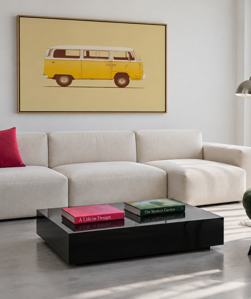 Yellow Van - Framed canvas in an interior