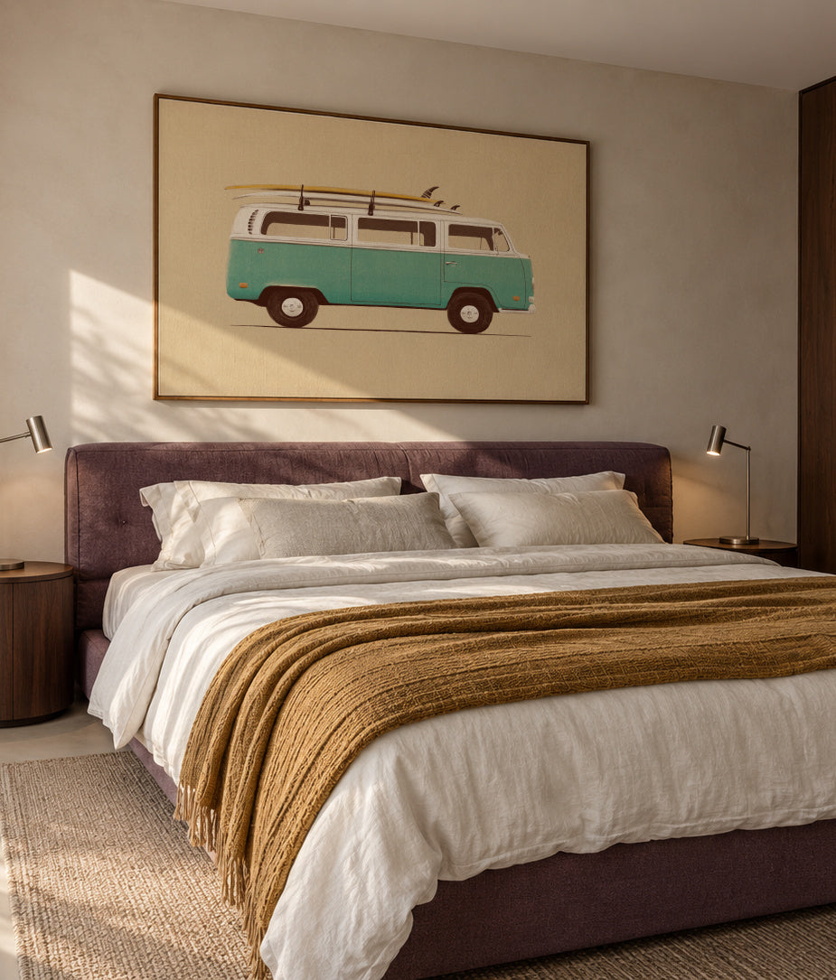Blue Van - Framed canvas in an interior