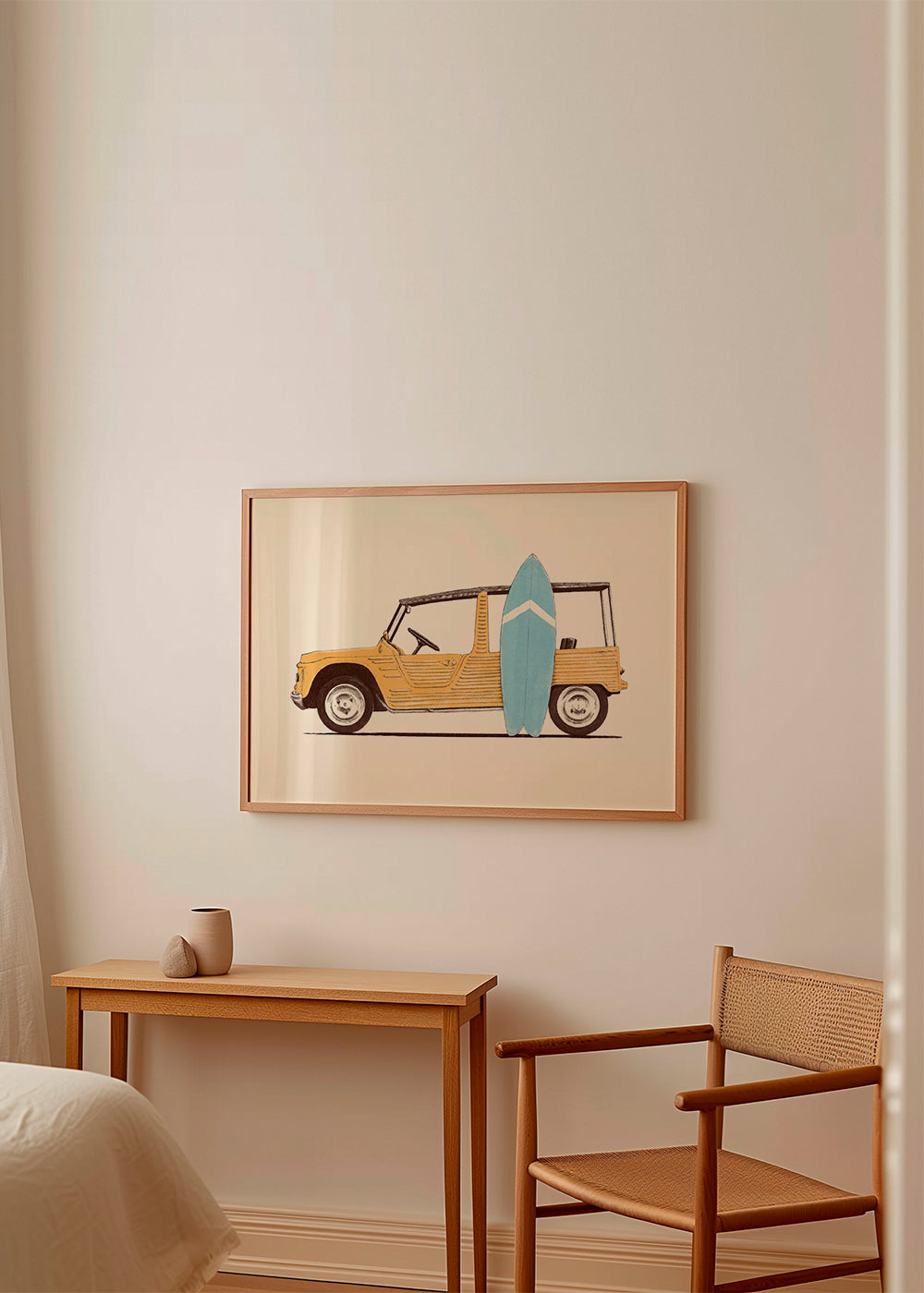 Vintage Car with Surfboard
