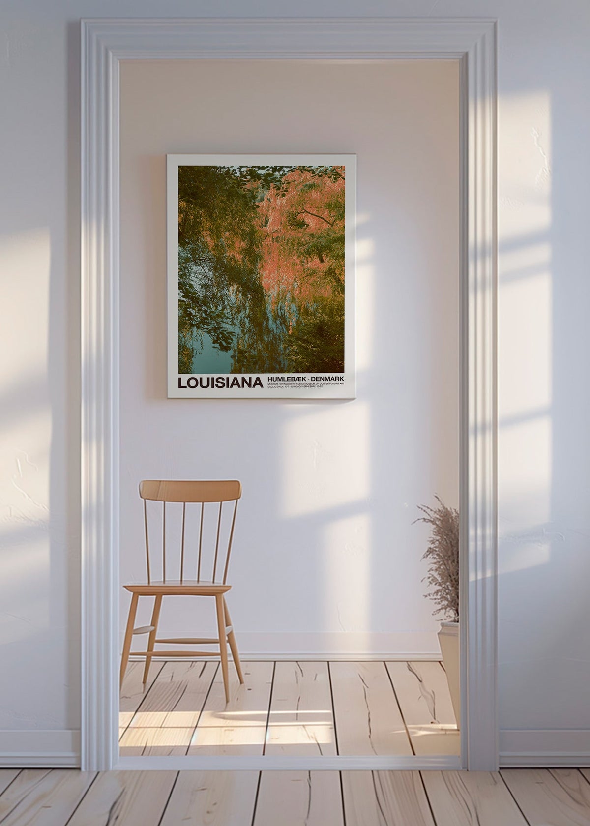 Cuadro de paisaje con lago y reflejos rosados – Canvas