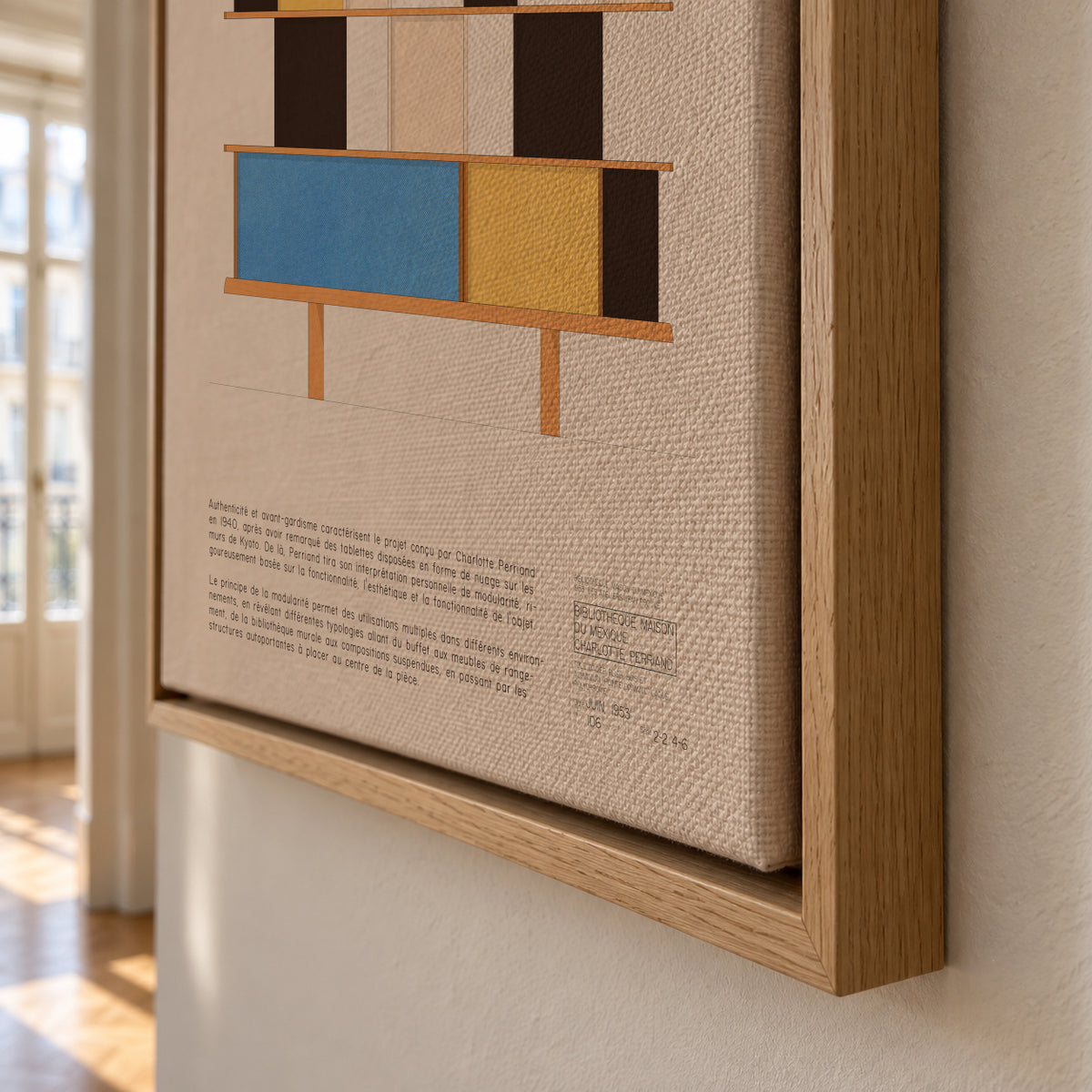 Charlotte Perriand - Bibliothèque Maison du Mexique - Framed canvas detail