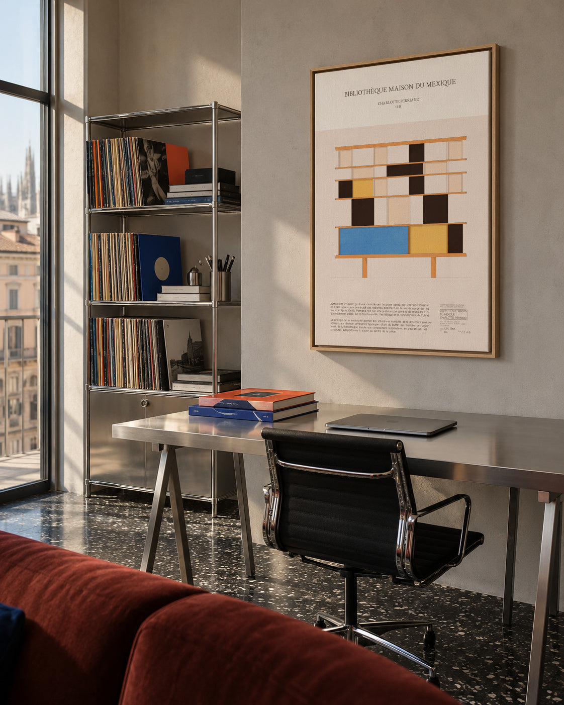 Charlotte Perriand - Bibliothèque Maison du Mexique - Framed canvas in an interior