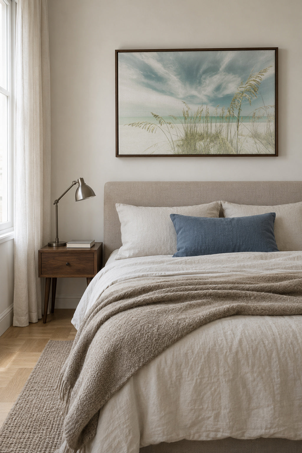 Heavenly calmness on the beach | Vintage - Framed canvas in an interior