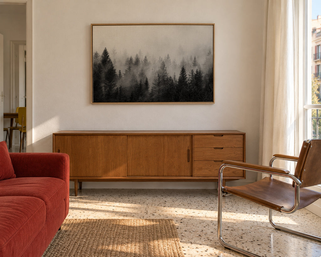 B&W Forrest - Framed canvas in an interior