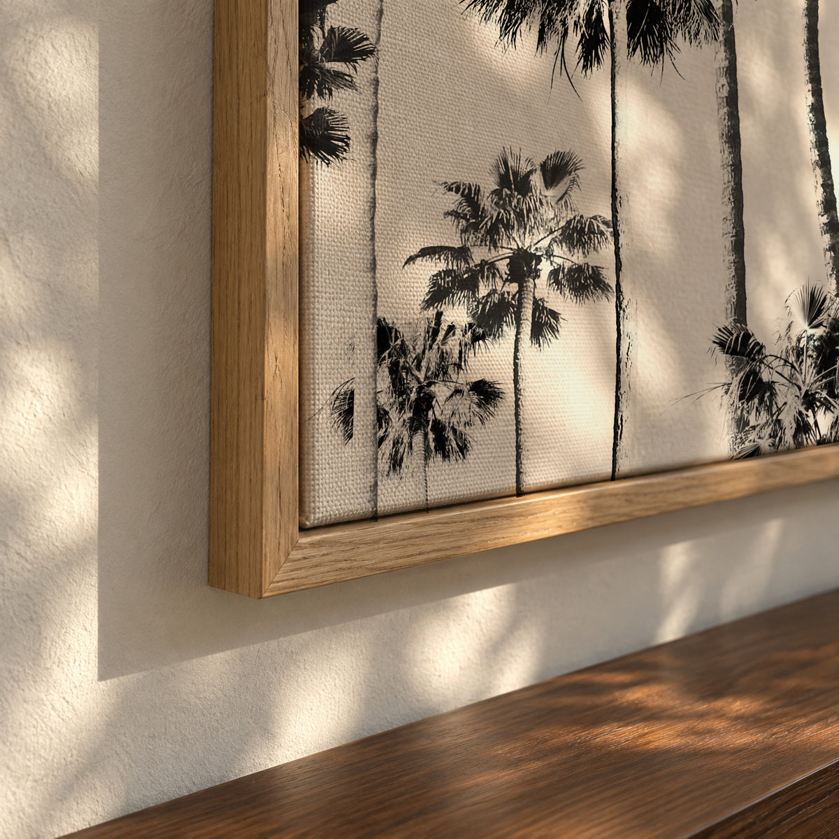 Black And White Palms 3 - Framed canvas detail