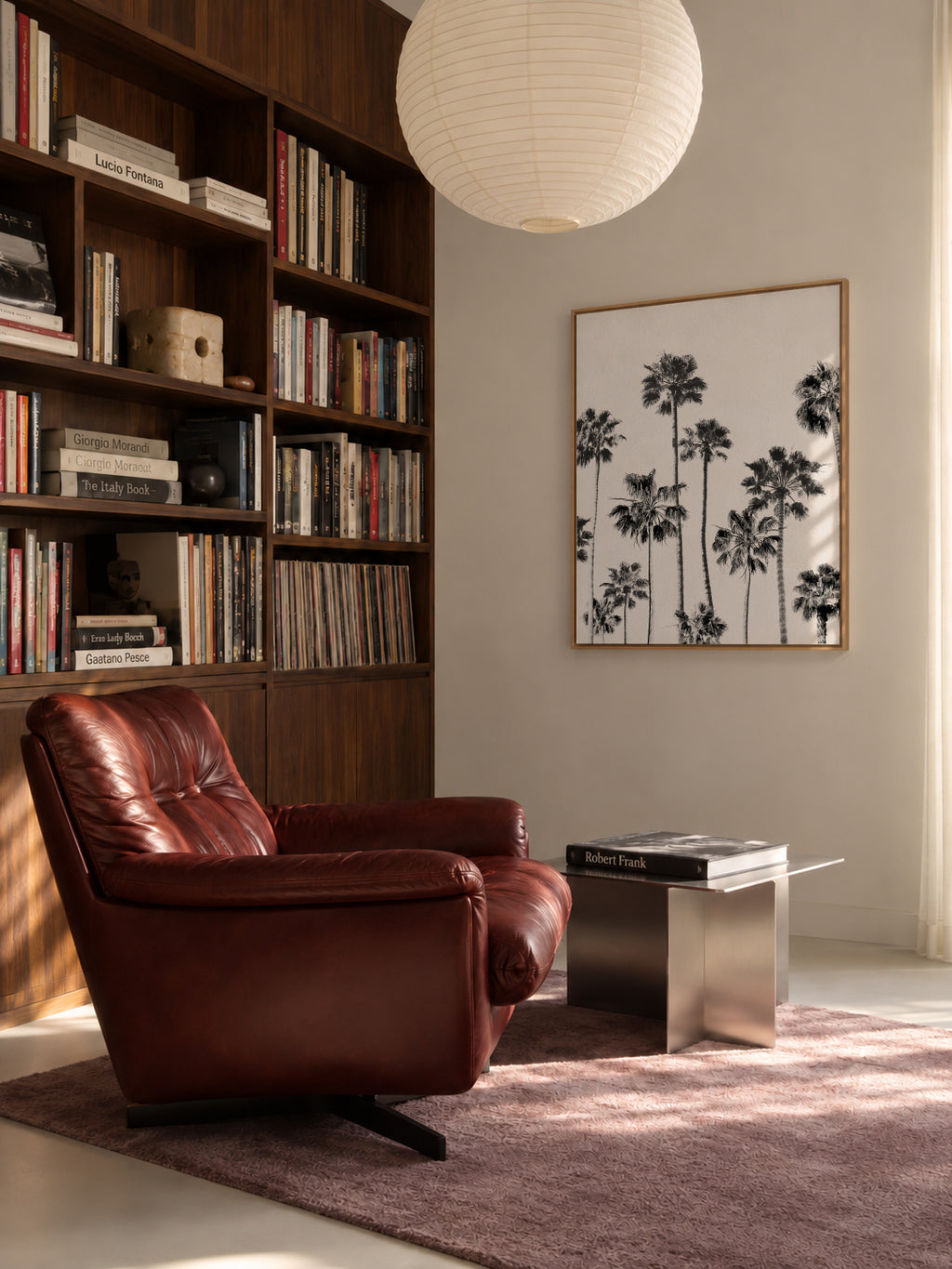 Black And White Palms 3 - Framed canvas in an interior