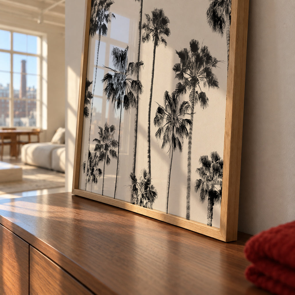 Black And White Palms 3 - Framed poster detail