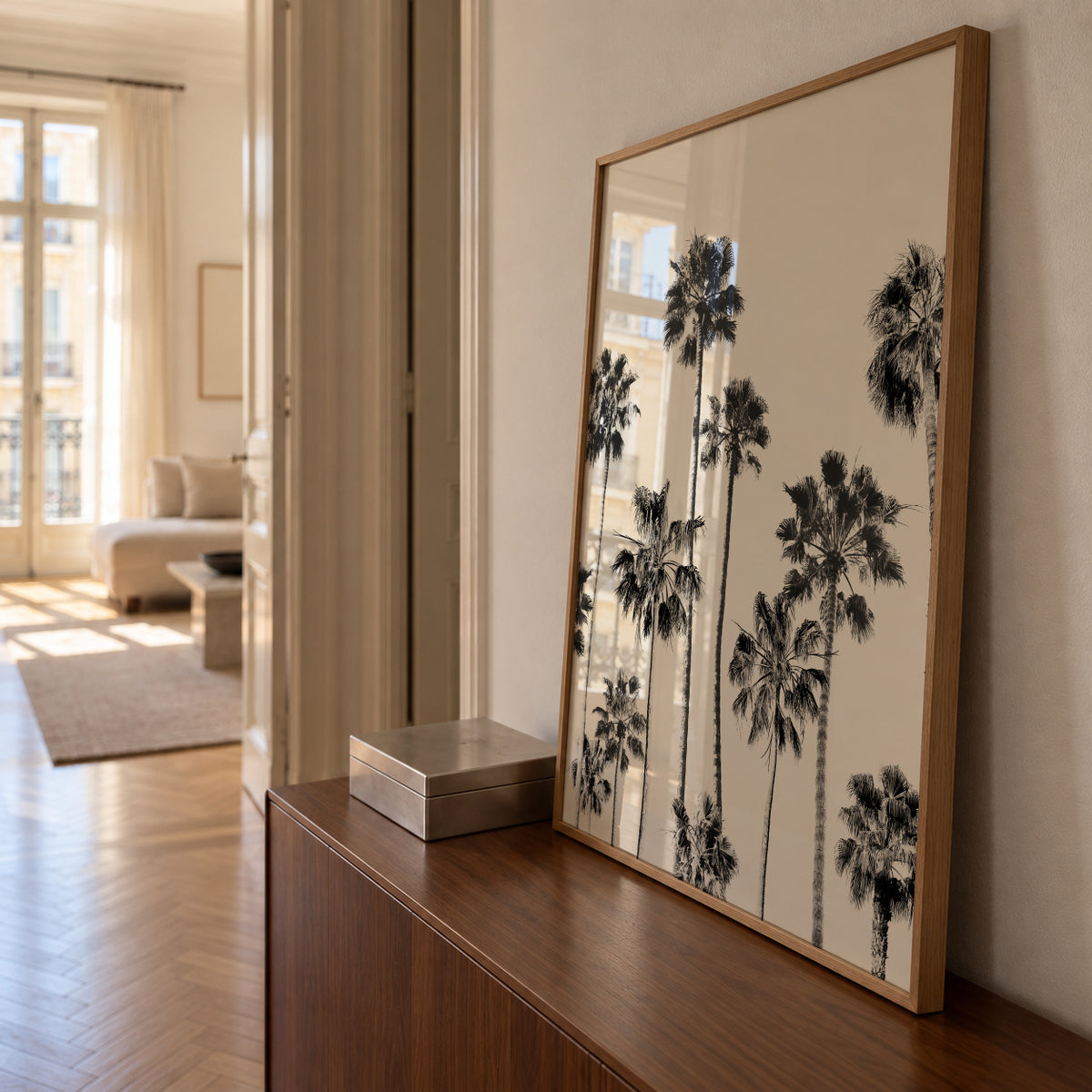 Black And White Palms 3 - Framed poster in an interior
