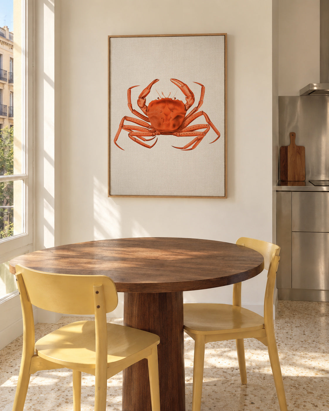 Watercolor Crab - Framed canvas in an interior