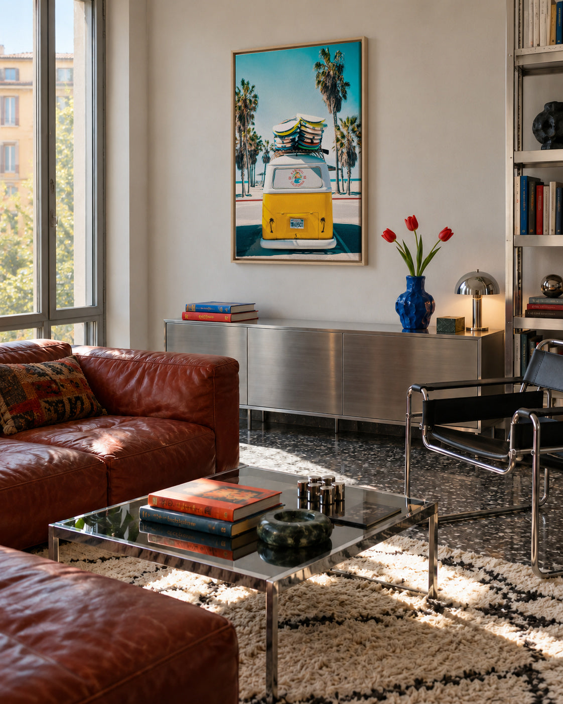 Van Life in Yellow - Framed canvas in an interior