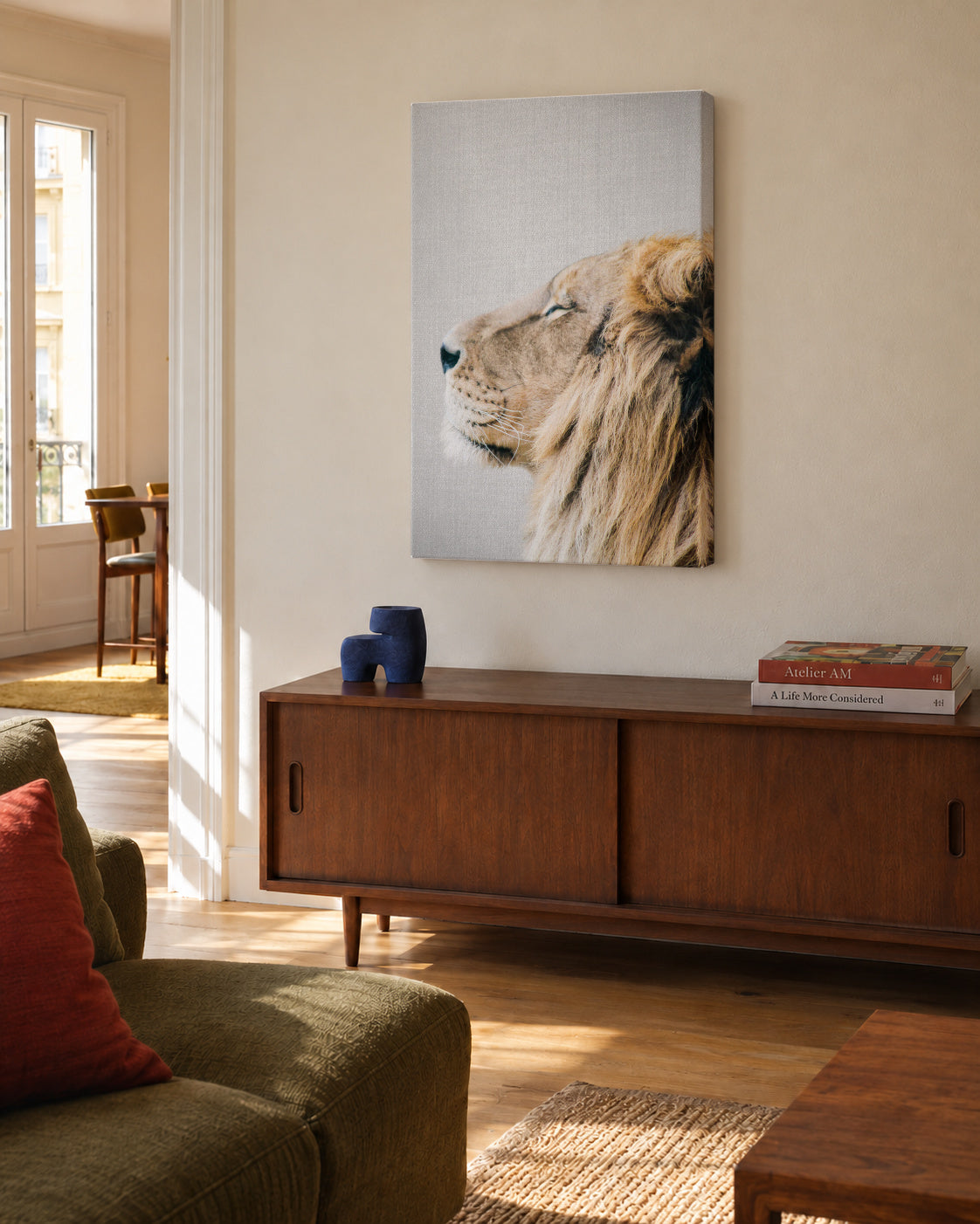 Lion Portrait - Unframed canvas in an interior