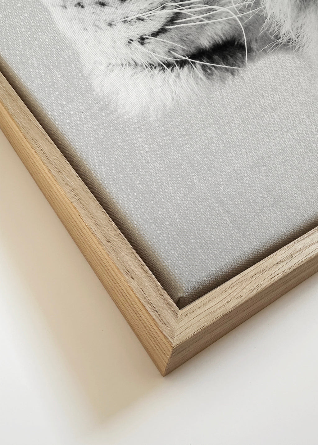 Lion Portrait - Black & White - Framed canvas detail