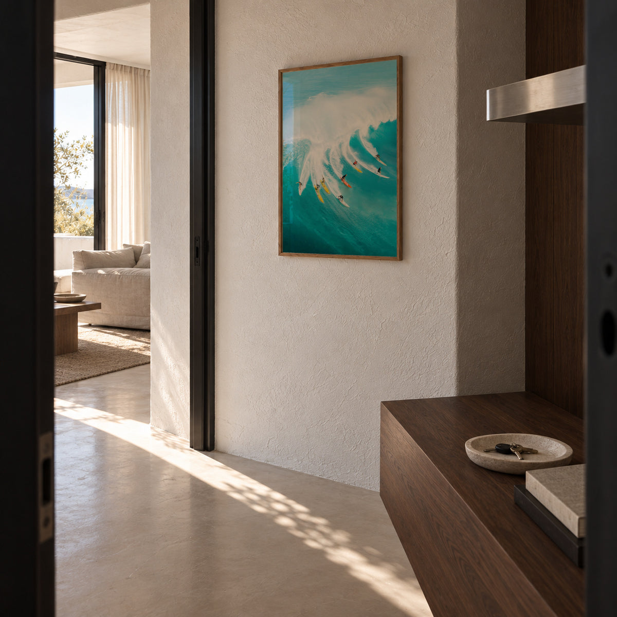 Let's Surf - Framed poster in an interior