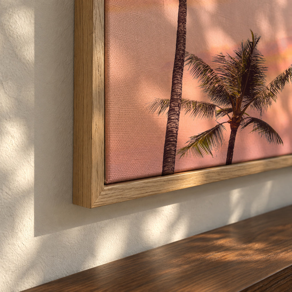 Sunset Palm Trees - Framed canvas detail