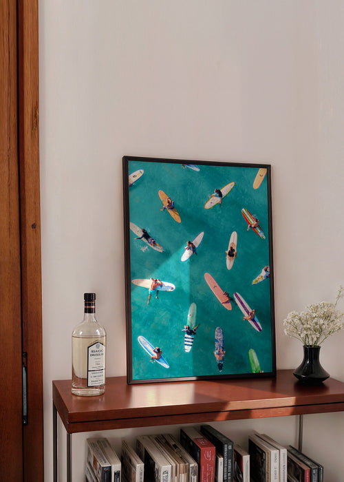 Surfers Traffic Jam - Framed poster in an interior