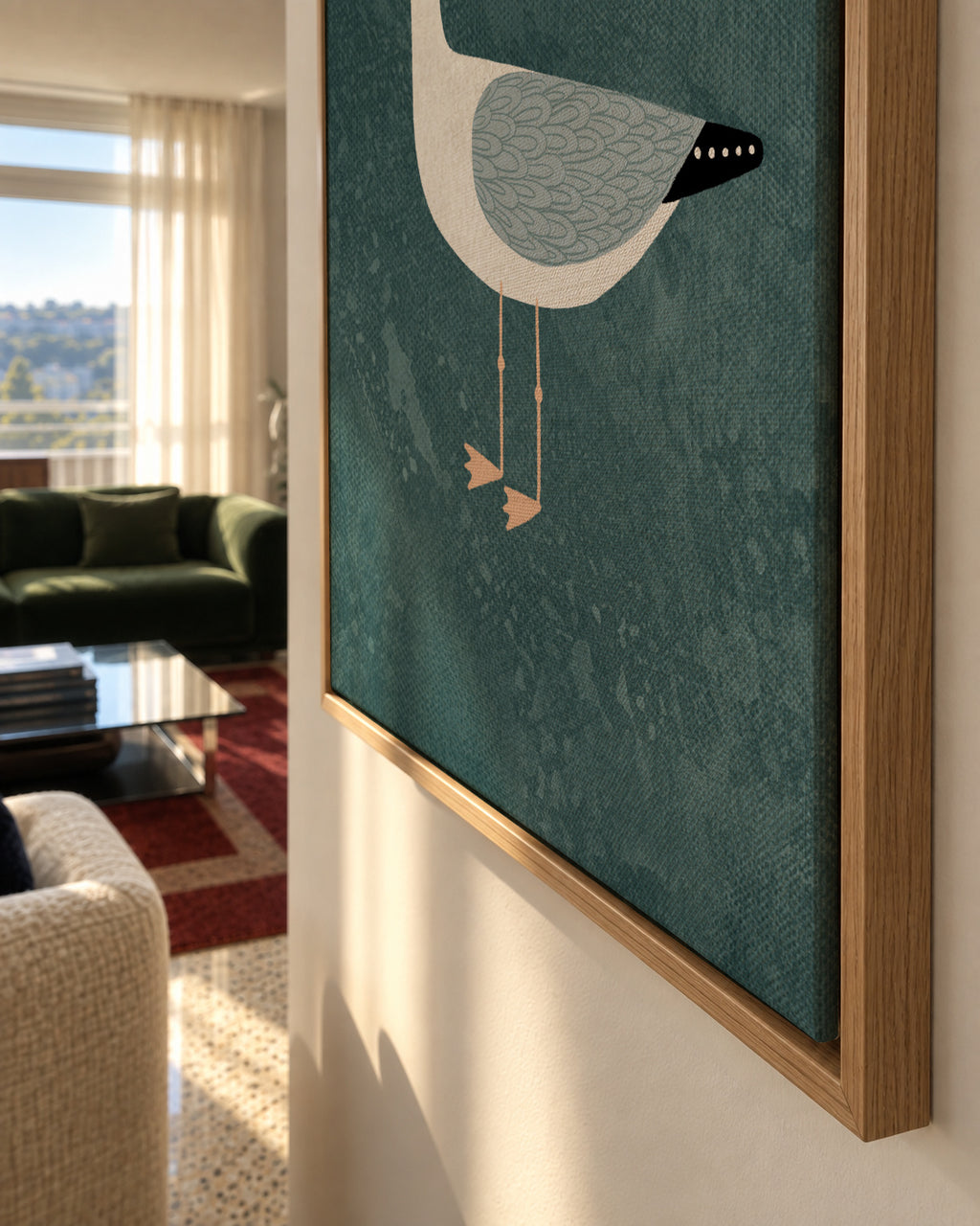 Seagull - Framed canvas detail