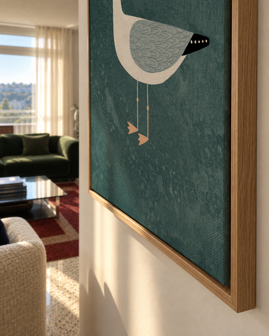 Seagull - Framed canvas detail