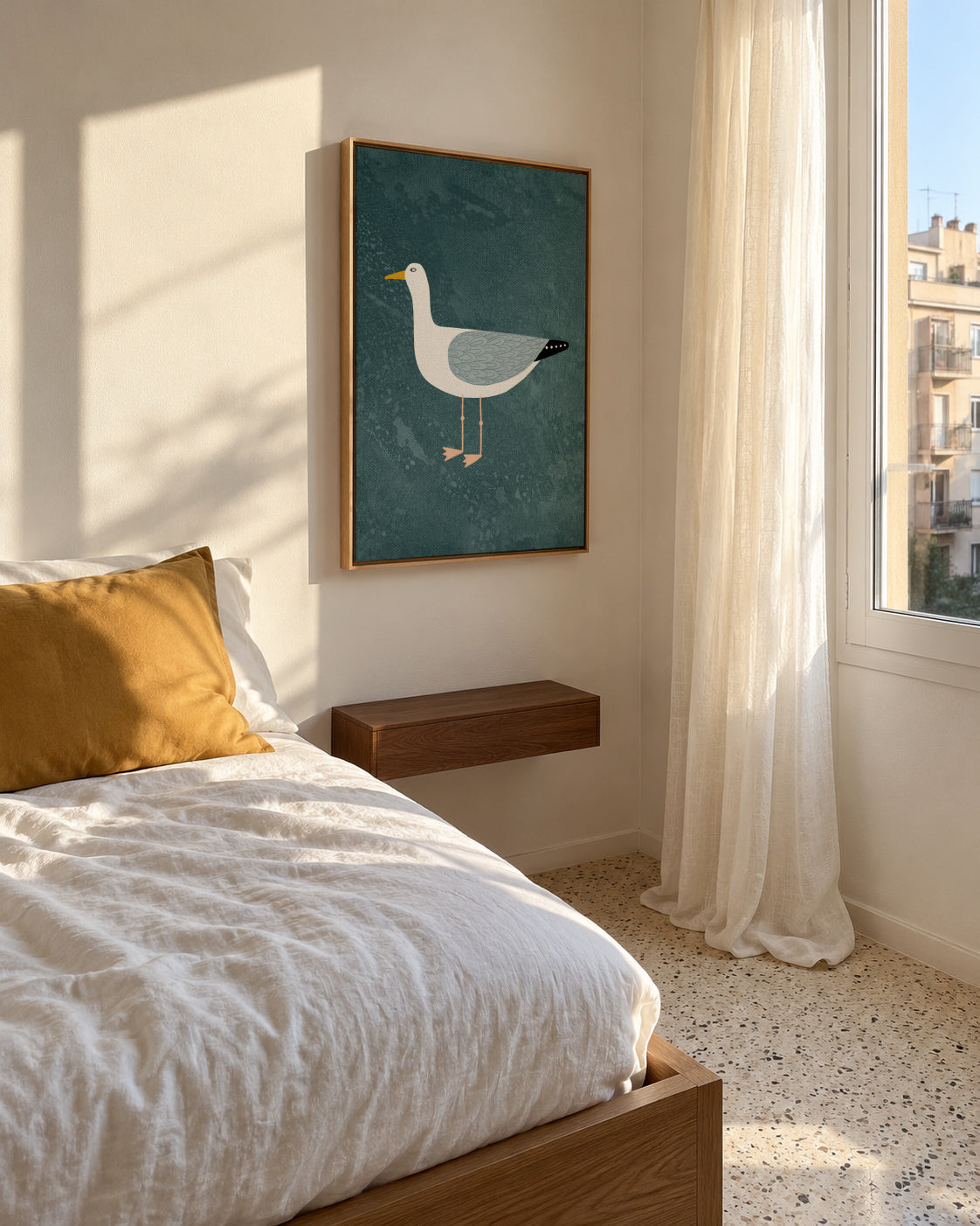 Seagull - Framed canvas in an interior