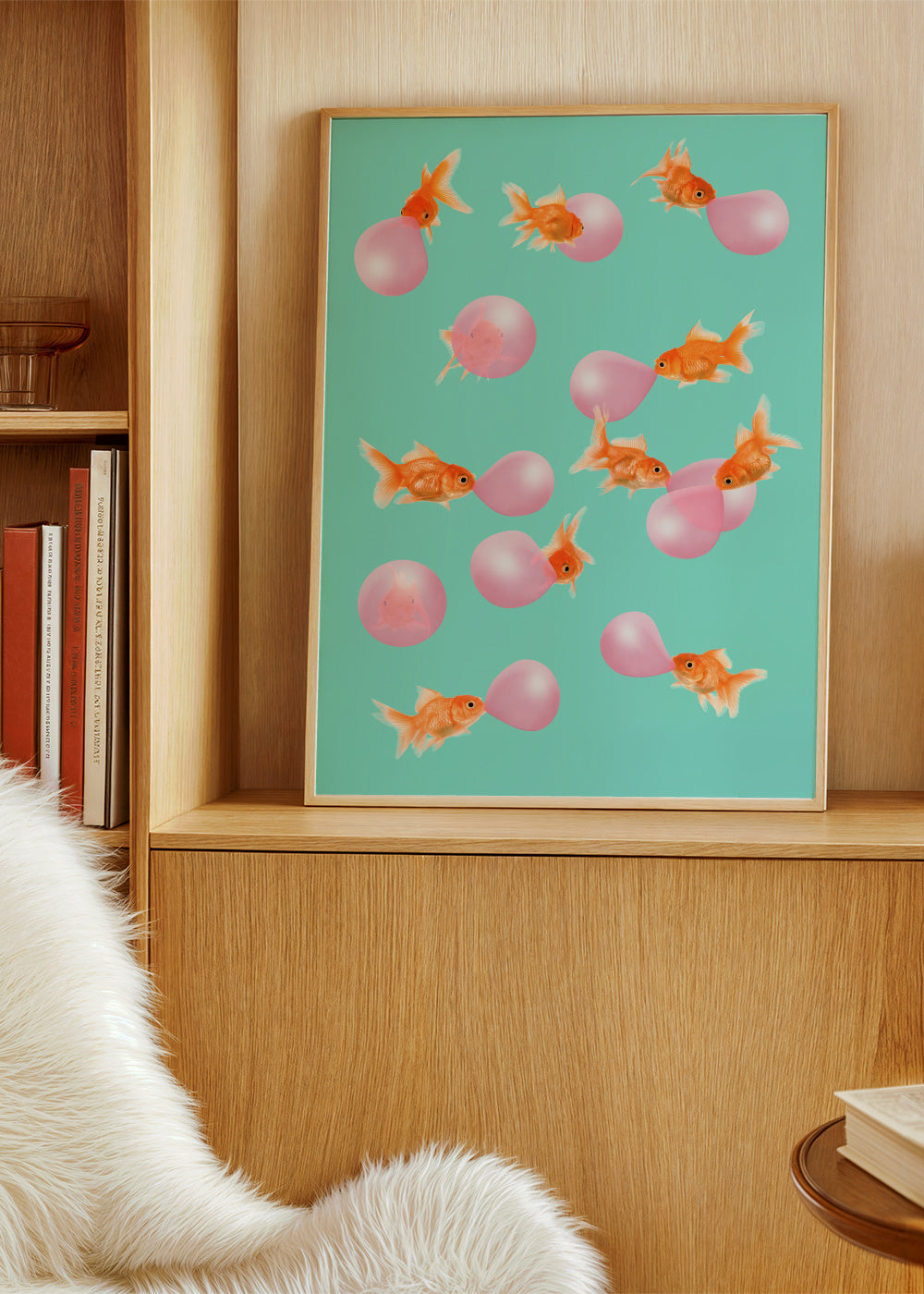 Bubblegum Goldfish - Framed poster in an interior