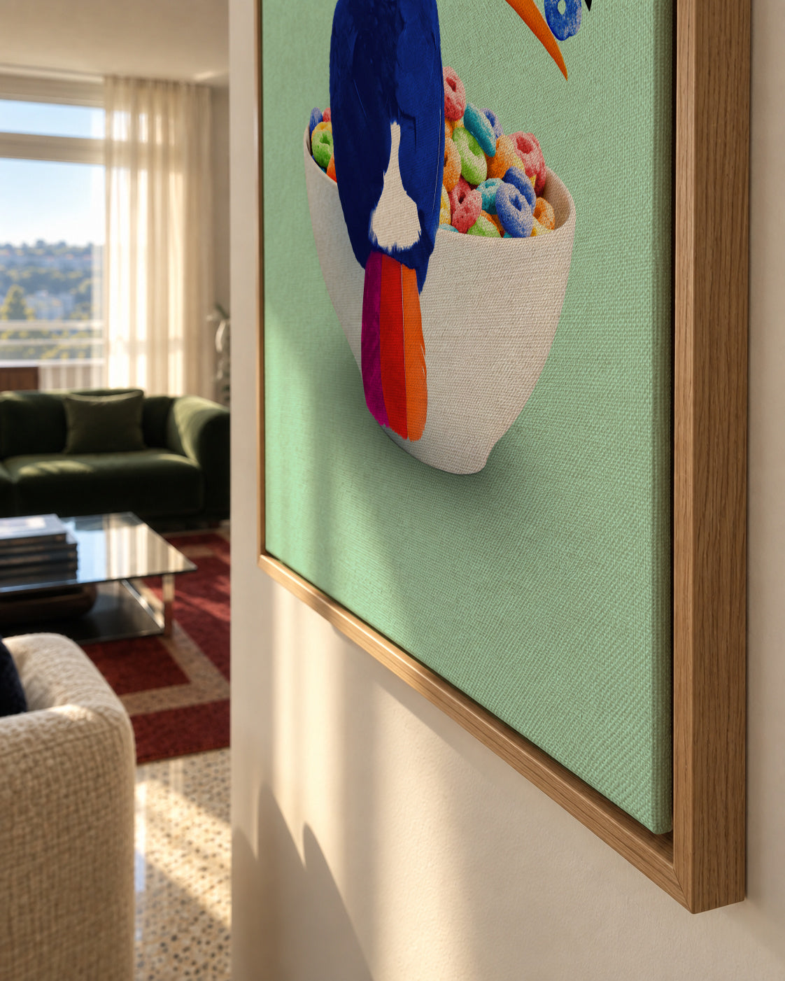 Cereal Toucan - Framed canvas detail