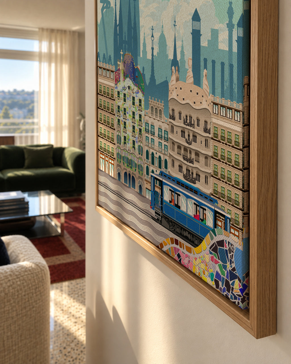 Travel to Barcelona - Framed canvas detail